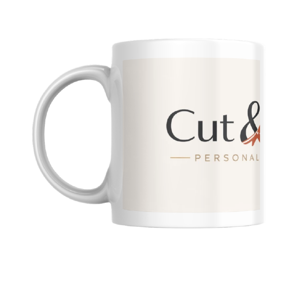 Caneca personalizada Cut & Put na cor branca